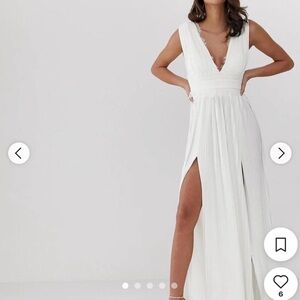 ASOS Elegant Cream Pleated Dress